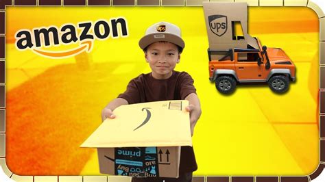 ups delivers amazon package kids pretend play youtube