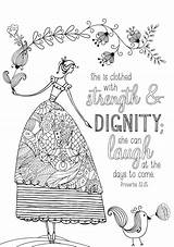 Proverbs Colouring Journaling Woman Bibel Ausmalen Sheet Cheerful sketch template