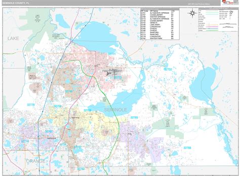 seminole county fl wall map premium style  marketmaps