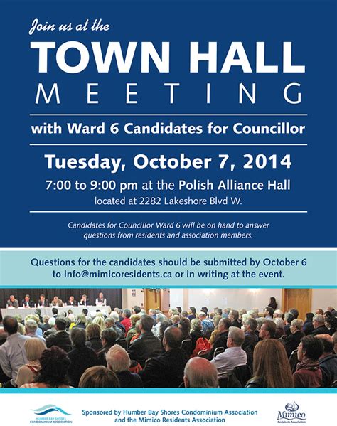 town hall ward 6 candidates meeting tuesday oct 7 mimico residents association