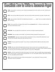 research paper checklist thesis   find   sentences