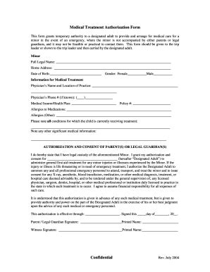 ssurvivor child medical consent form printable
