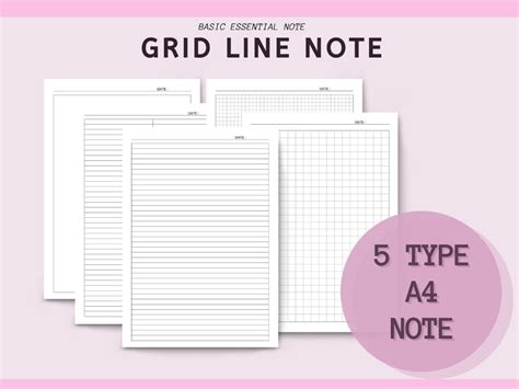 printable lined grid lined note student note  etsy