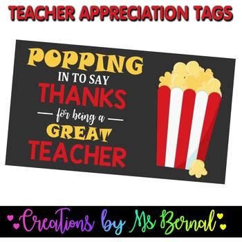 teacher appreciation popcorn labels  creations  ms bernal tpt