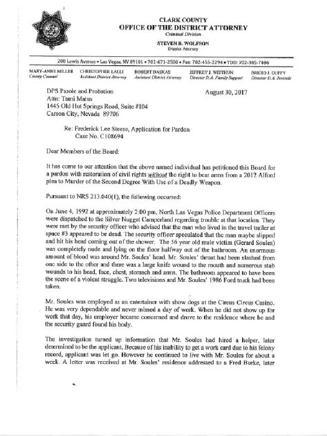 district attorney letter