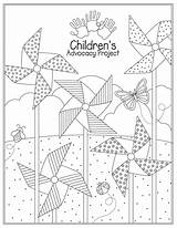 Abuse Month Pinwheel Prevention sketch template