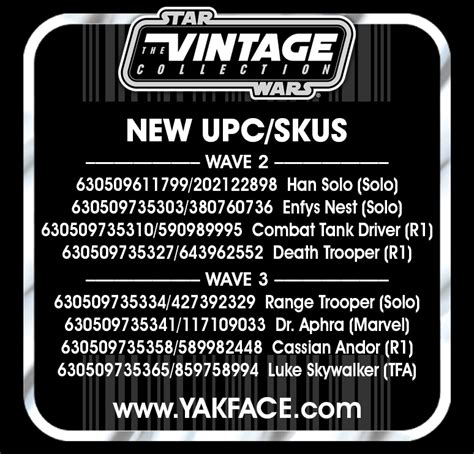 vintage collection waves 2 and 3 upcs and skus