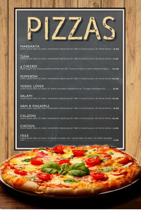 pizza menu restaurant template postermywall