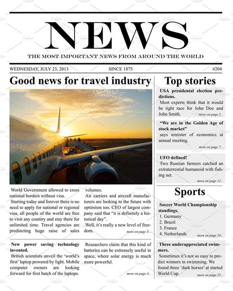 front page  news paper   airplane flying   sky