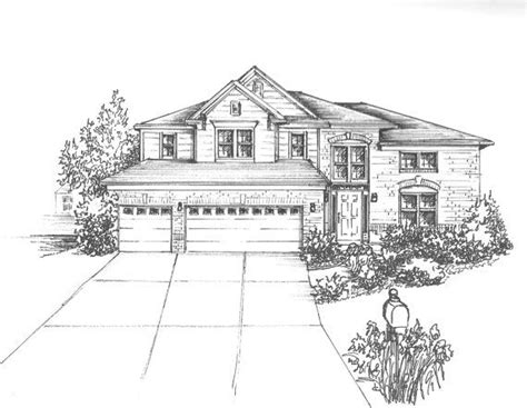 custom home portrait family home drawn  ink  etsy   house