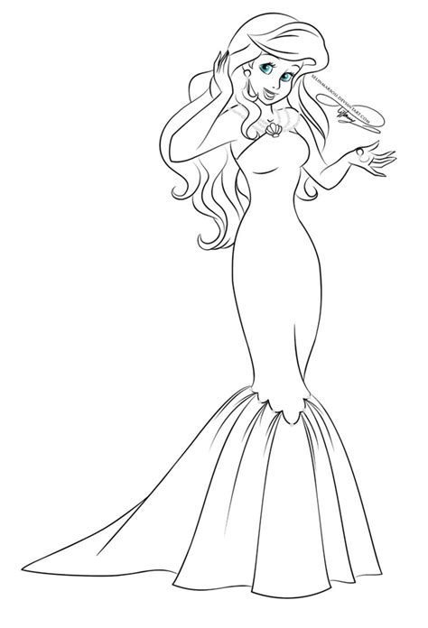 lineart glamorous fashion ariel  selinmarsou  deviantart