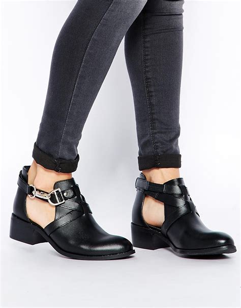 asos apollo leather cut  ankle boots  black lyst