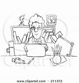 Desk Coloring Outline Businessman Reading Clipart Royalty Illustration Bannykh Alex Rf 2021 sketch template