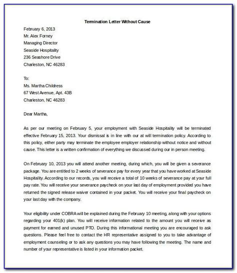 business contract termination letter sample