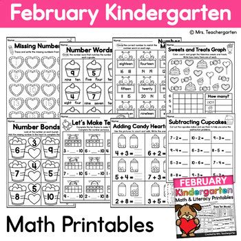 february kindergarten printables   teachergarten tpt