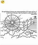 John 14 Coloring Color Pages Sunday School Kids Sheet Activity Answersingenesis Bible Father Prepare Place Go Mansions Many sketch template
