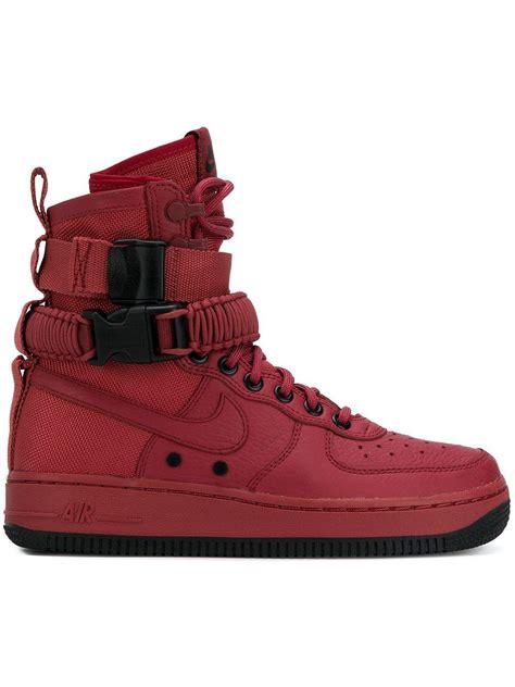 nike leather sf air force  high top sneaker  red lyst