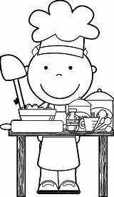 Chef Coloring Clipart Kid Baking Cooking Kids Clip Cute Pages Kitchen Preschool Dinner Book Colouring Sheets Chefs Helpers Community Cliparts sketch template