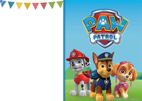 paw patrol birthday card printable