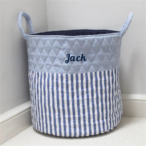 personalised blue stripe quilted toy bag  lime tree london notonthehighstreetcom