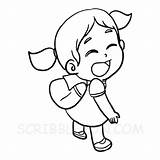 School Coloring Girl Laughing Pages Printable Smiling sketch template