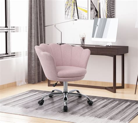home office swivel chair linen fabric shell chair  adjustable