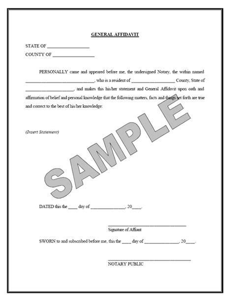 affidavits sworn sample  printable documents