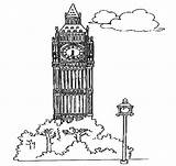 England Coloring Pages London Tower Clock Proud Netart Color Kids sketch template