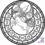 Stained Zodiac Sagittarius Akili Colorear Astrology Erwachsene sketch template