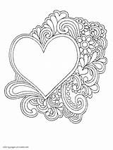 Coloring Heart Pages Hearts Flowers Printable Flower Color Print Mandala Adult Angel Books Queen Sheets Getcolorings Easy Adults Valentines Amazing sketch template