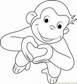 George Curious Coloring Pages Valentines Valentine Kids Heart Printable Monkey Print Cartoon Color Bestcoloringpagesforkids Sheets Drawing Choose Board sketch template