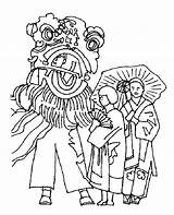 Coloring Lion Dance Chinese Getcolorings Pages Celebrate Kids sketch template