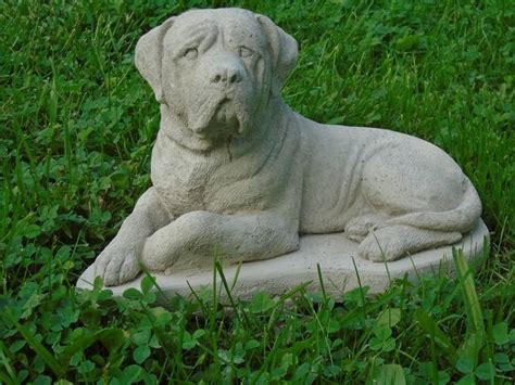 concrete statue mastiff mini hand painted  sealed etsy