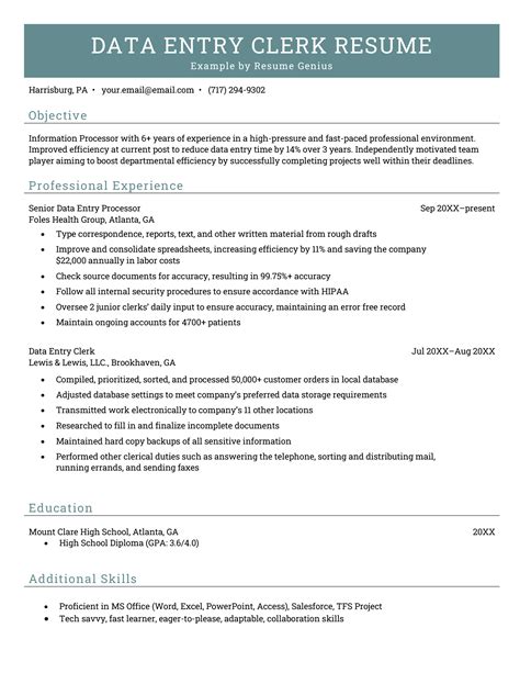 data entry resume sample   write resume genius