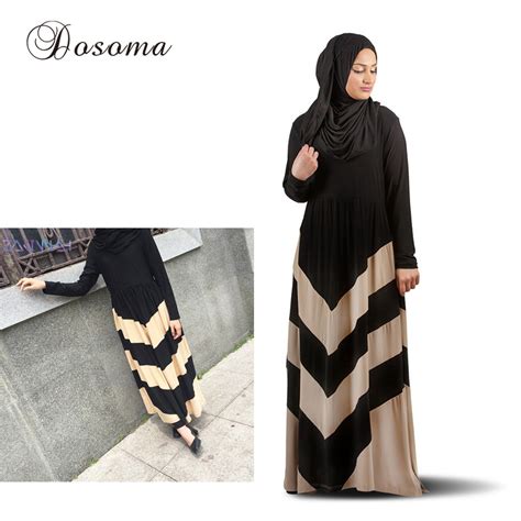 Islamic Long Women Dresses Muslim Maxi Dress Stripe Abaya Kimono Kaftan
