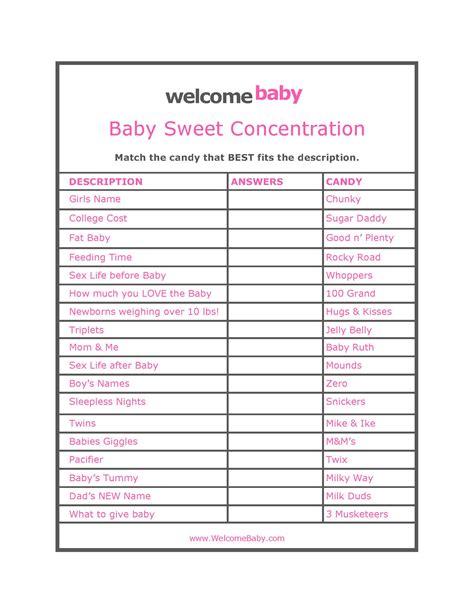 baby shower games printable  answer key printable baby shower