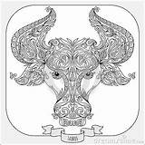 Coloring Taurus Pattern Zodiac Drawn Hand Book Horoscope Symbol Tattoo Flowers Line Books Use Zentangle sketch template