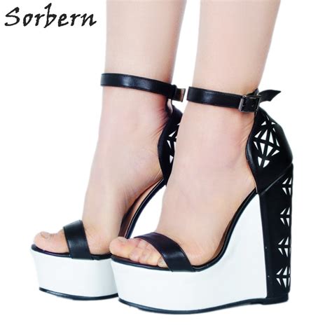 sorbern black and white women shoes high heels sandals ankle strap diy