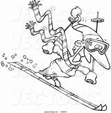 Skier Skiing Toonaday Leishman Vecto sketch template