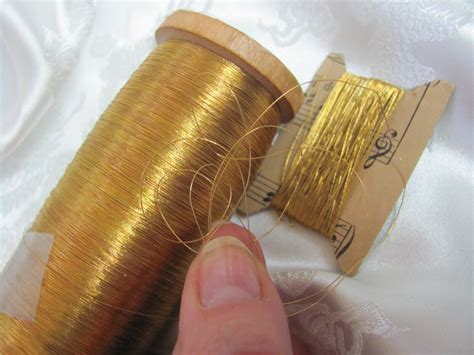 antique real metal gold thin thread embroidery france french  yards ea  ebay