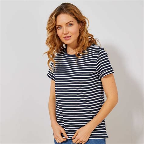 T Shirt Imprimé Marinière Femme Bleu Marine Rayé Kiabi 2 40€