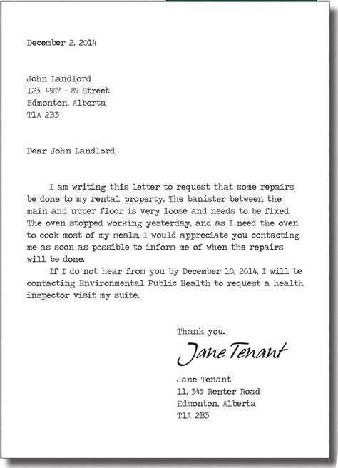 sample letter giving notice  tenant  letter template collection