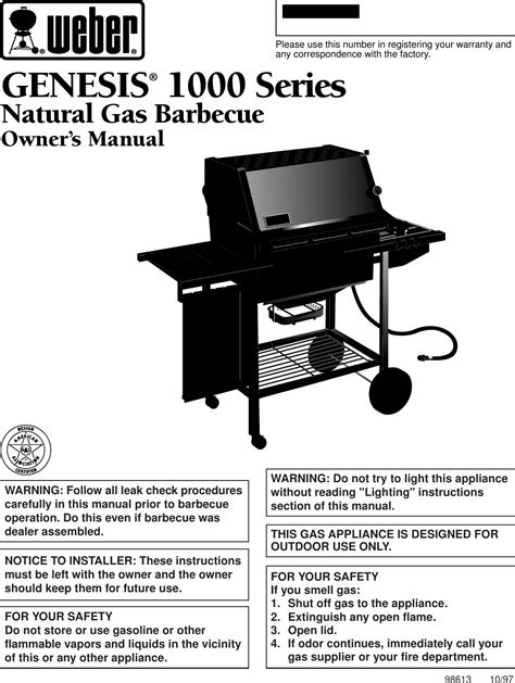 weber genesis  series natural gas barbecue users manual ng owners guide    file