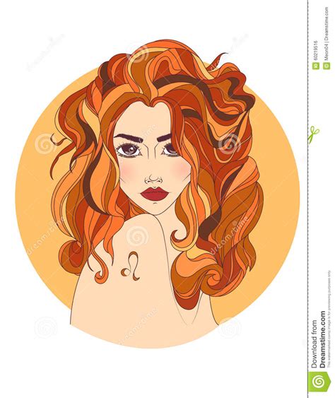 Leo Zodiac Sign As A Beautiful Girl Stock Vector Image
