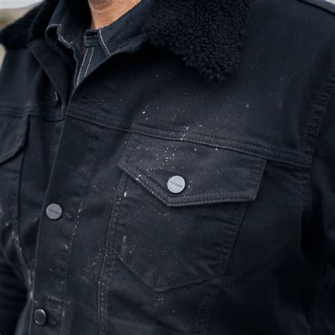 mens black cotton twill trucker jacket tecovas
