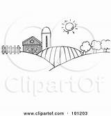 Outline Hills Rolling Farm Coloring Clipart Land Silo Royalty Illustration Toon Hit Rf Poster Print Pastures Small Eps Ai Printable sketch template