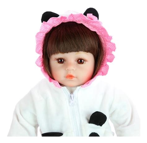brasil 48cm boneca bebê reborn menina roupa de panda linda mercado livre