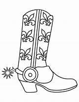 Cowboy Coloring Pages Western Boots Printable Color Print Template sketch template