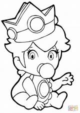 Coloring Princess Baby Pages Peach Mario Kart Luigi Daisy Super Bros Color Toad Printable Kids Print Sheets Bowser Holding Disney sketch template