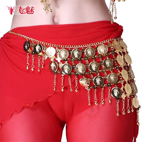 women belly dance waist chain high grade great circle coins metal hip